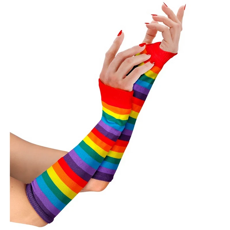 Vingerloze Lange Handschoenen Rainbow Stripes