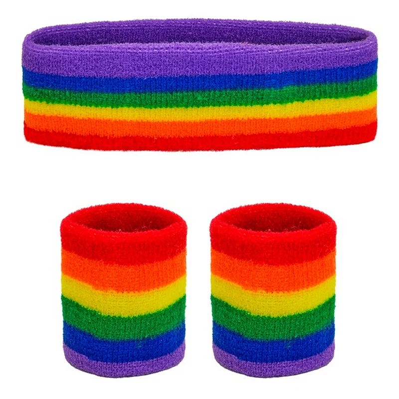 Zweetband Set Regenboog Strepen