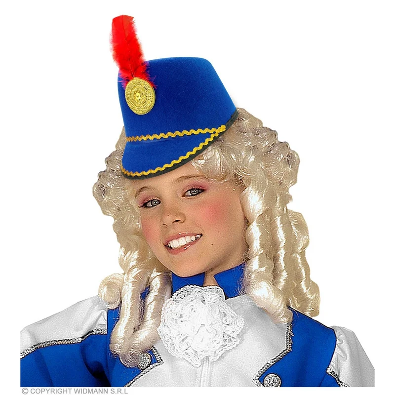 Blauwe Majorette Hoed Met Rode Veer