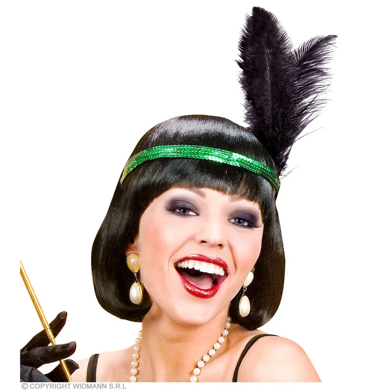 Roaring Twenties Pailletten Hoofdband Met 2 Veren, Groen