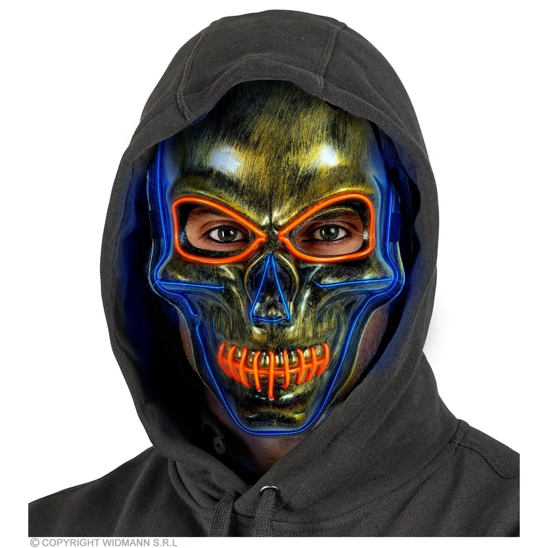 Schedel Masker Goud Met Gekleurd Licht