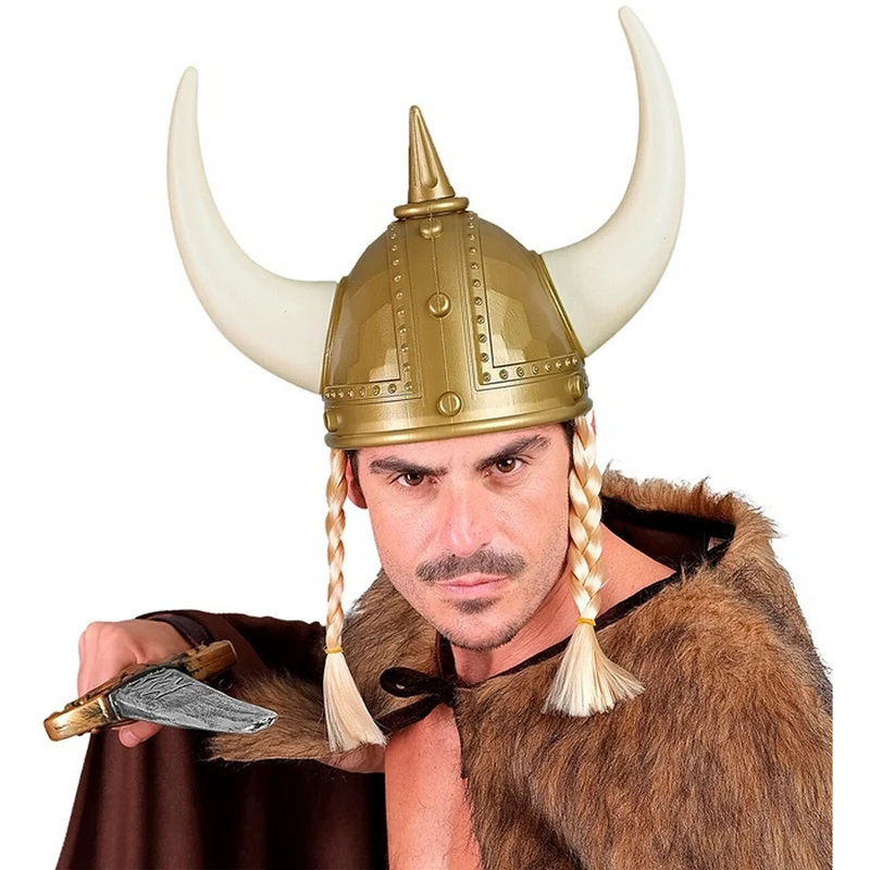 Viking Helm Met Hoorns En Vlechten