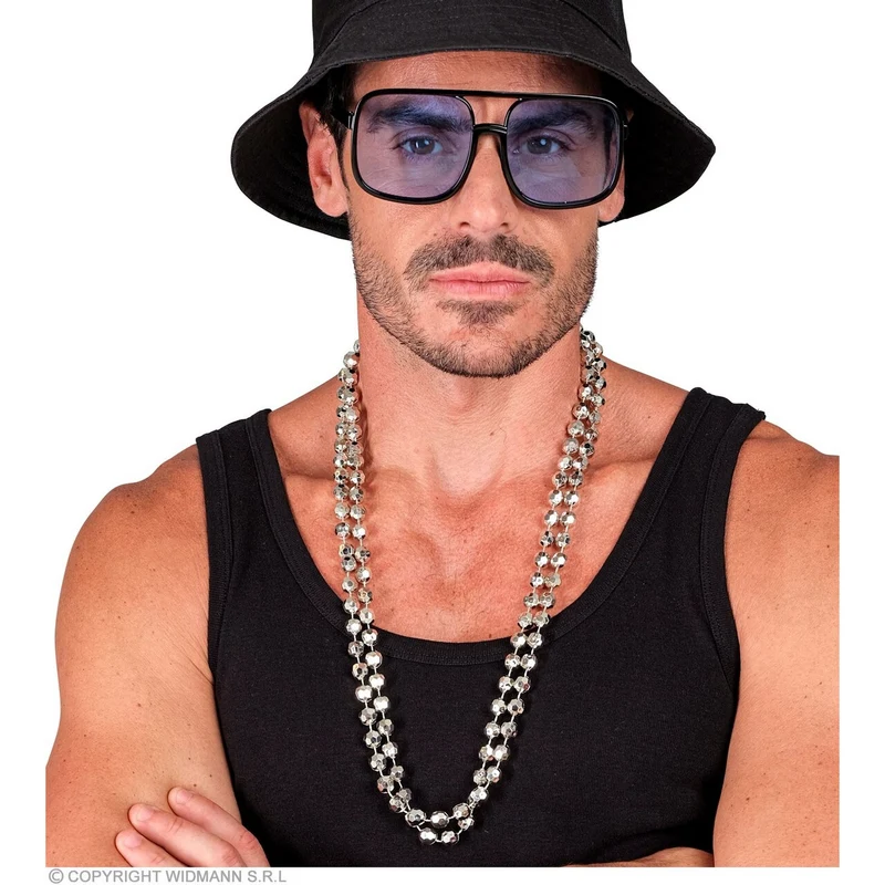 Dubbele Disco Kralen Ketting Zilver