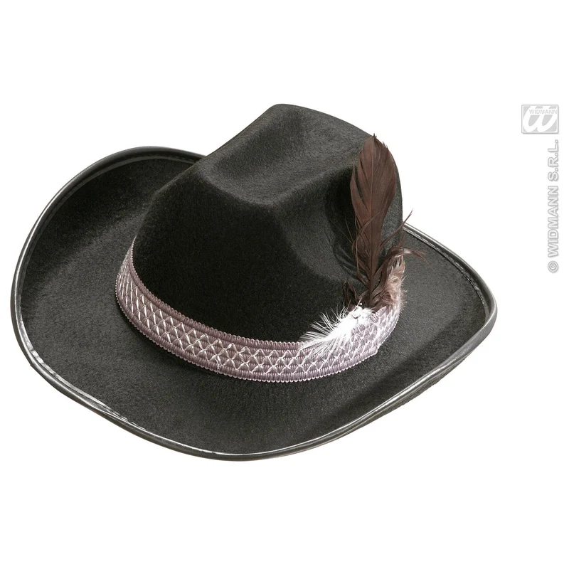 Cowboyhoed Zwart Met Veren, Kind