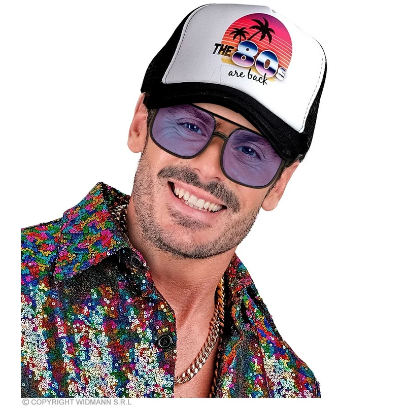 90s Bril Hip Hop Zwart Met Blauw Glas