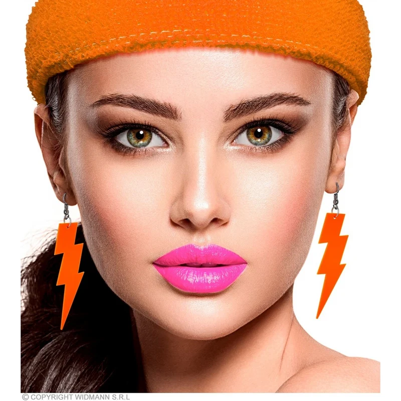 80s Oorbellen Bliksem Neon Oranje