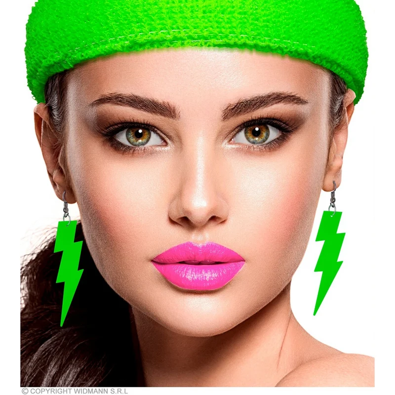 80s Oorbellen Bliksem Neon Groen