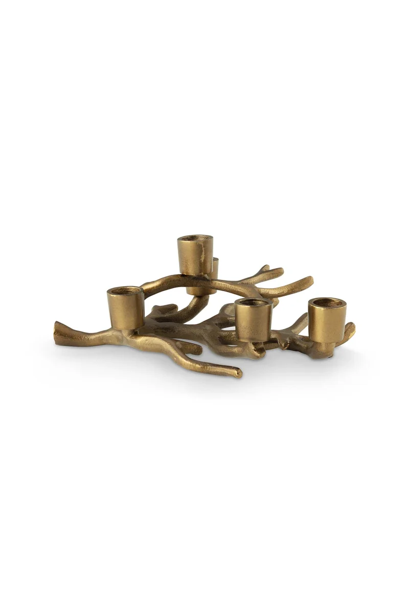 vtwonen - Kandelaar Tak - Metaal - Goud - 24x13x9.5 cm
