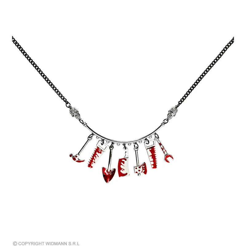 Ketting Met Bloederige Gereedschap Bedeltjes