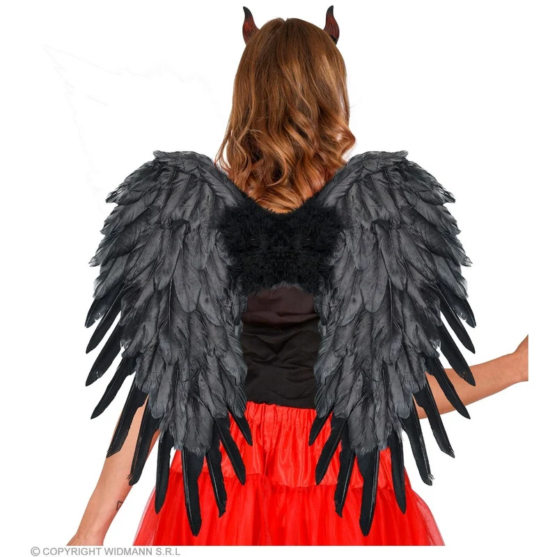 Dark Angel Vleugels Zwart Met Veren