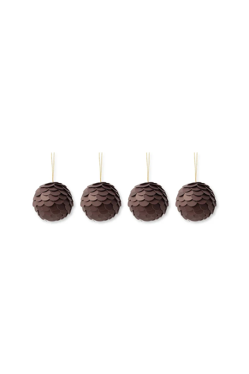 vtwonen - Kerstballen - Papier - Donkerbruin - 10 cm - Set van 4