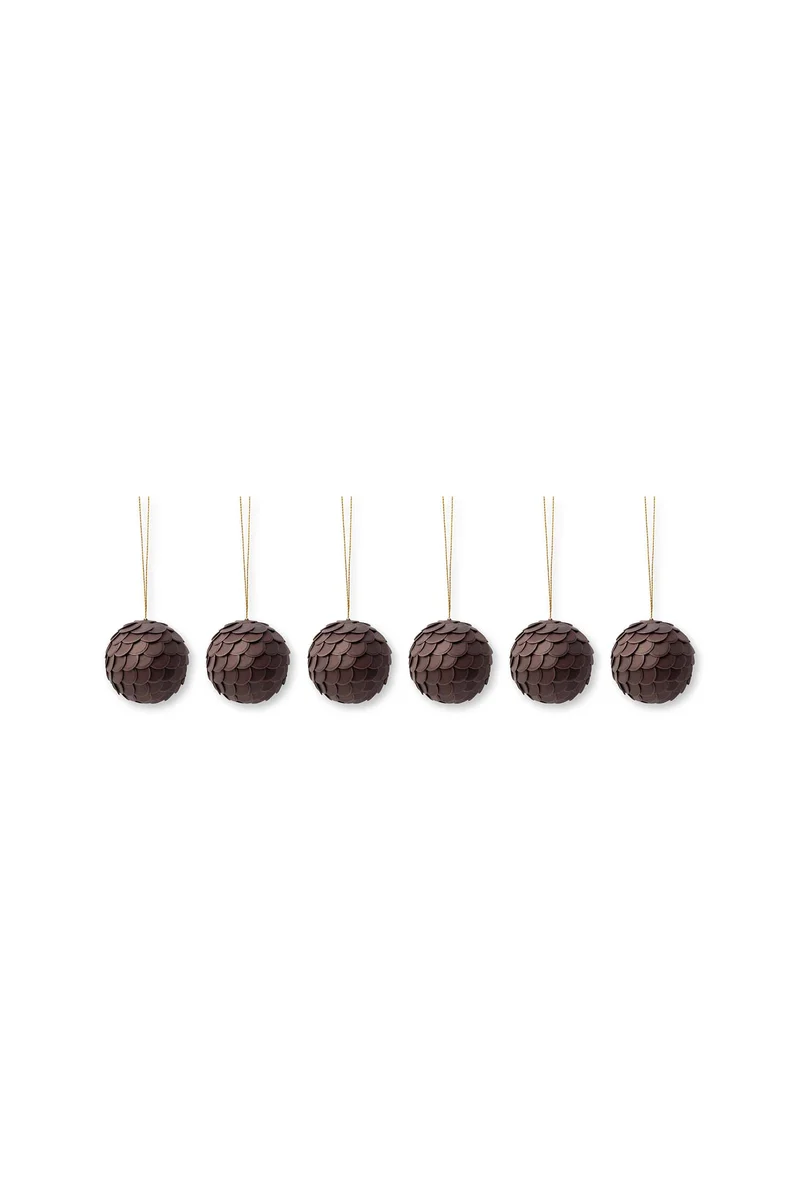 vtwonen - Kerstballen - Papier - Donkerbruin - 12 cm - Set van 2
