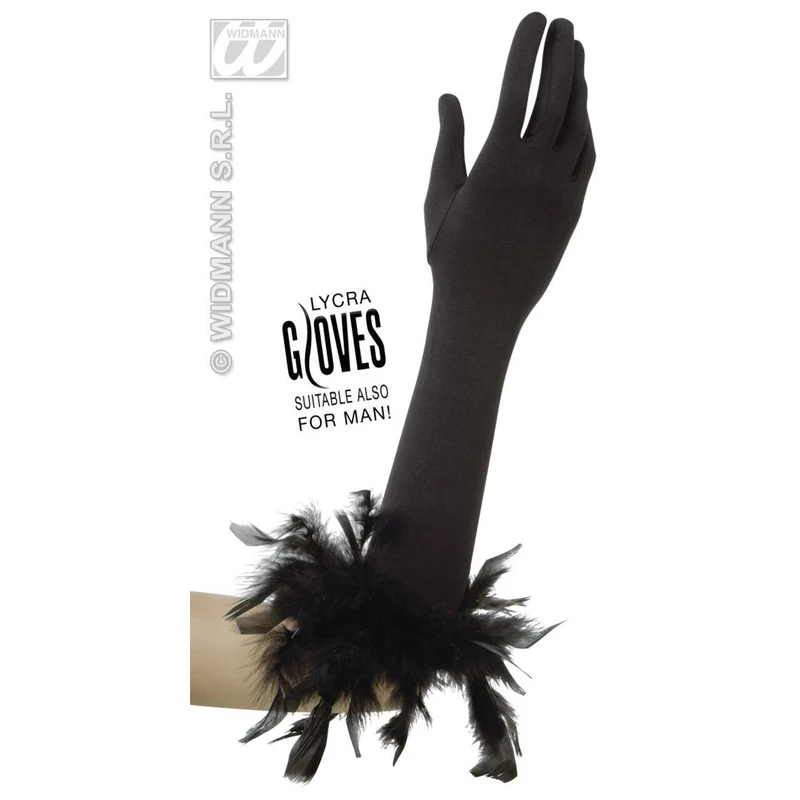 Handschoenen Met Veren, Zwart