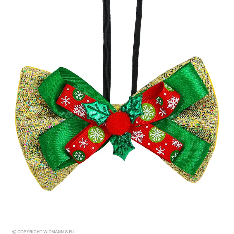 Vlinderdas Kerst Met Hulst Goud
