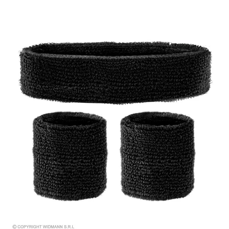 Zweetband Sport Set, Zwart