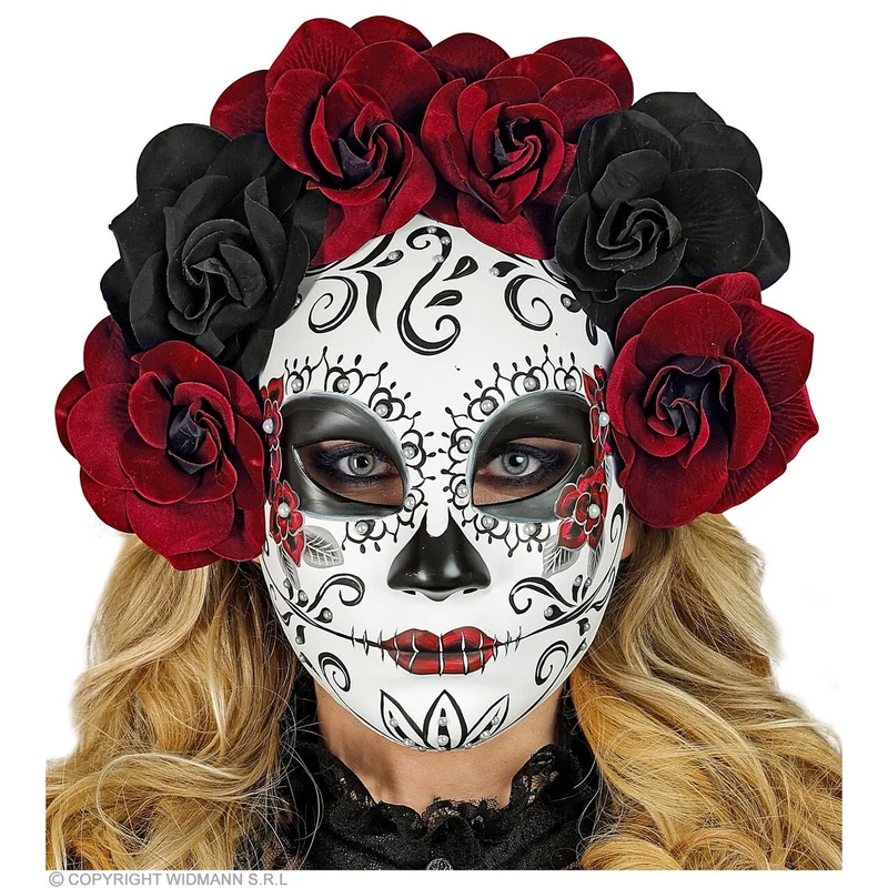 Masker Dag Van De Doden Met Donker Rode Rozen