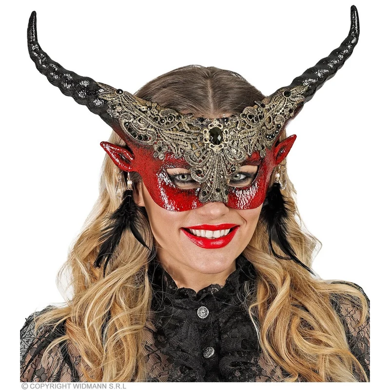 Oogmasker Theater Duivelachtige Hoorns