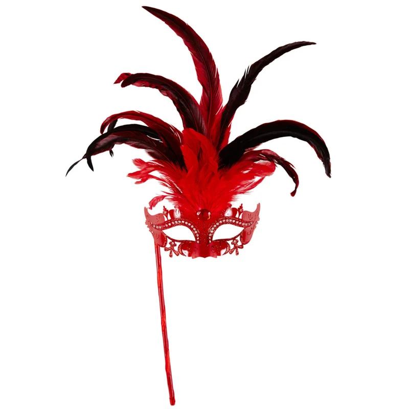 Gedistingeerd Oogmasker Met Stokje, Rood Luxe Versie