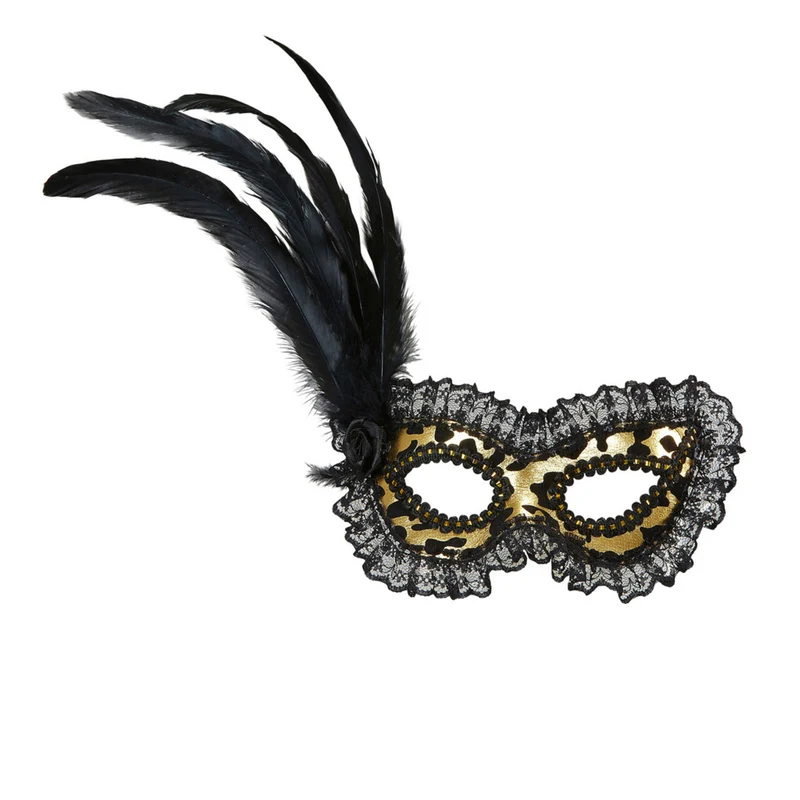 Koninklijk Oogmasker, Goud Met Stof En Veren