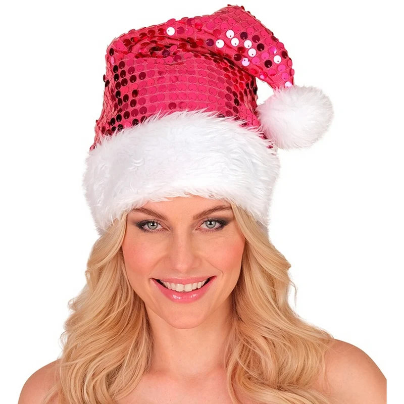 Glitter Bling Kerst Muts Met Pailletten Roze