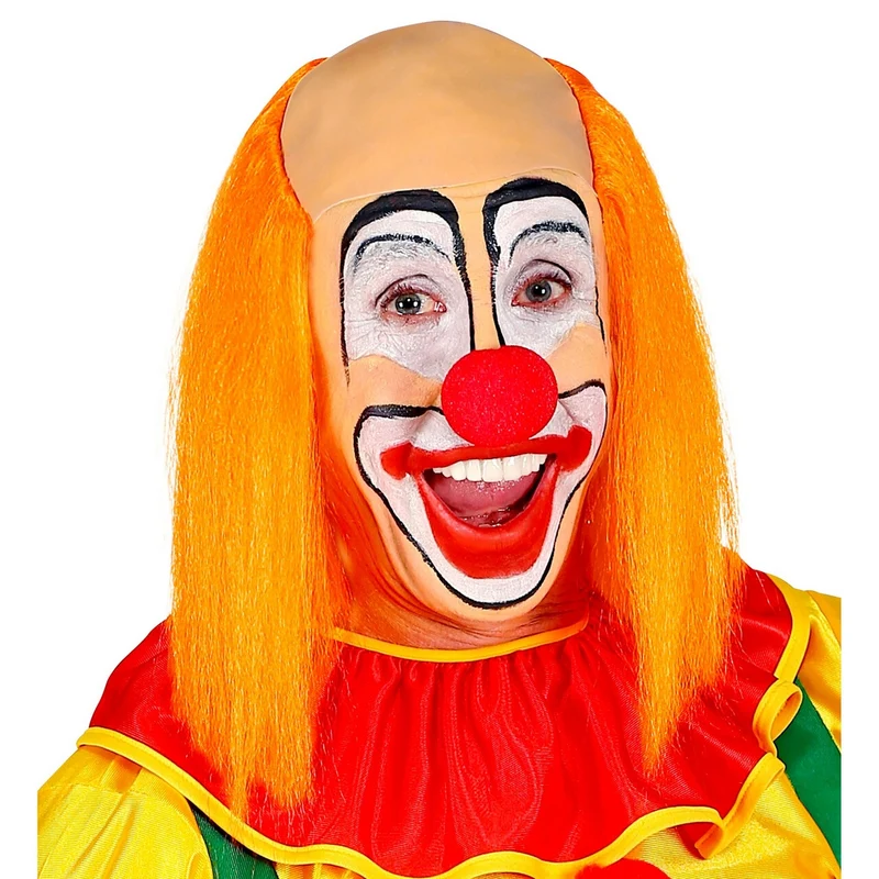 Kale Schedel Met Lang Oranje Haar Clown