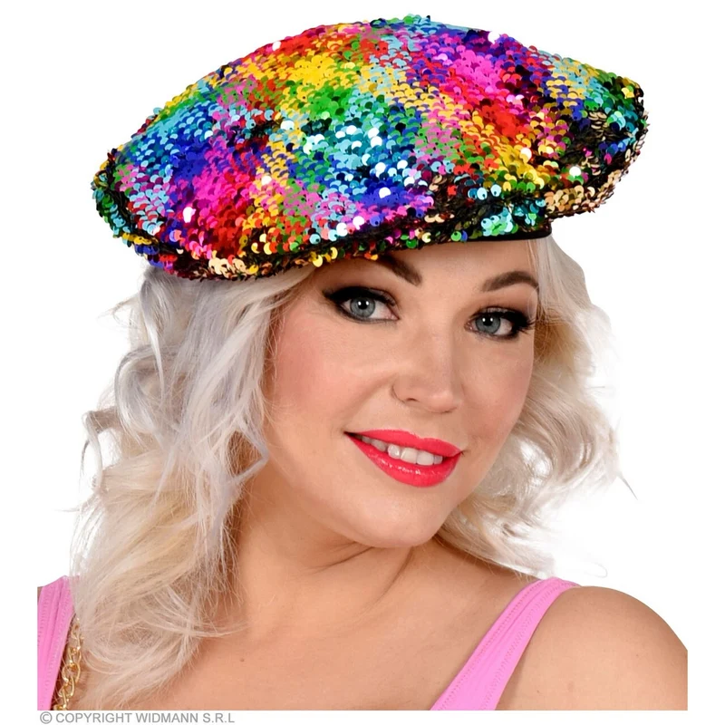 Omkeerbare Pailletten Baret Regenboog / Goud Hippe Hanna