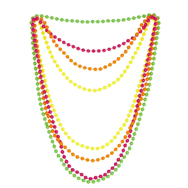 Kleurige Set Van 4 Parelkettingen Neonkleuren