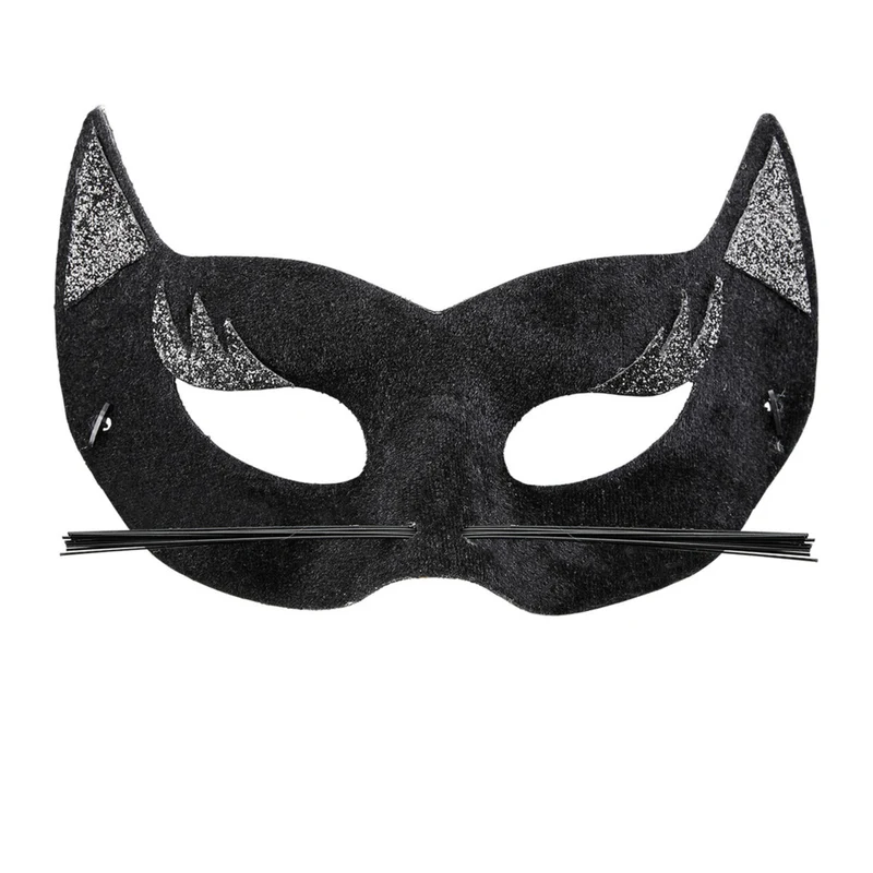 Sexy Oogmasker Fluweel Zwarte Panter Met Glitters
