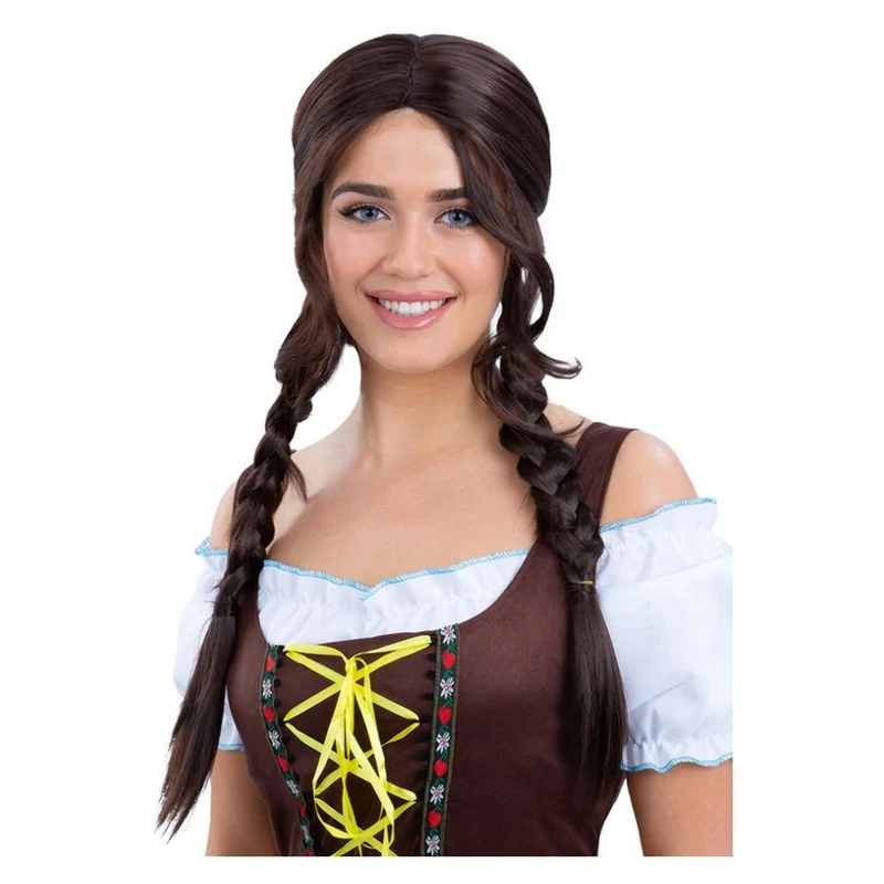 Lange Bruine Vlechten Pruik