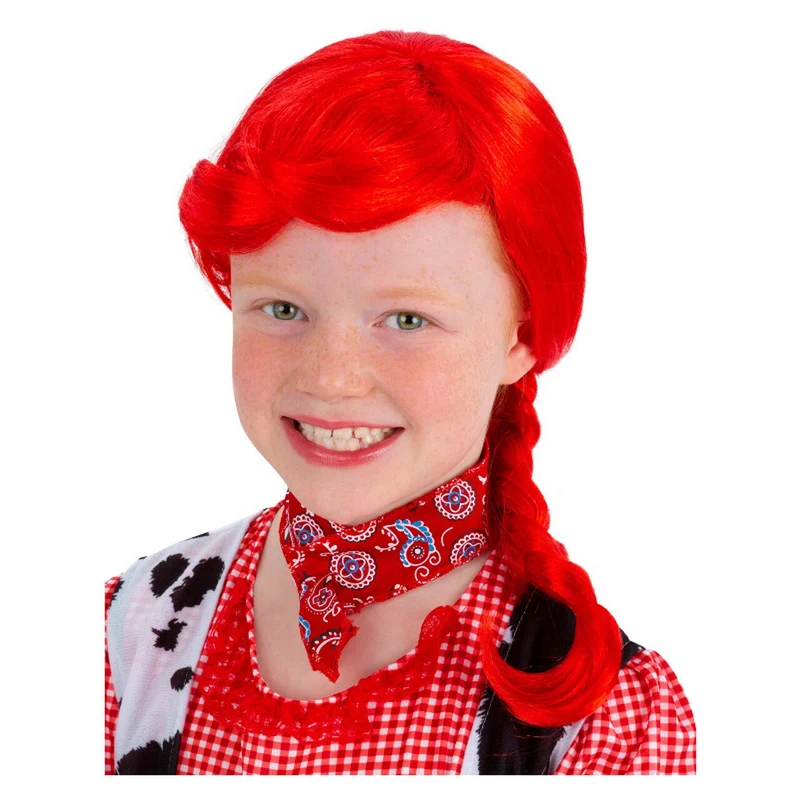 Rode Vlecht Pruik Kind Pipi Cowgirl
