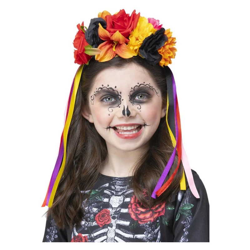 Day Of The Dead Bloemen Hoofdband Kind
