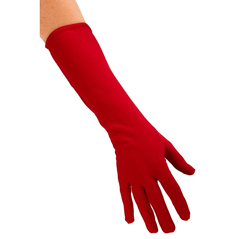 Neon Rood Handschoen Lang Nylon Des Duivels