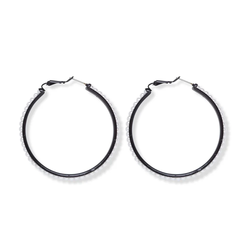 Punk Oorringen Zwart Met Parels