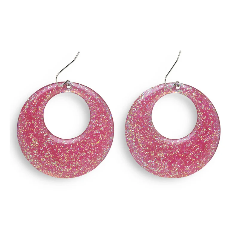 70s-80s Roze Glitter Oorbellen