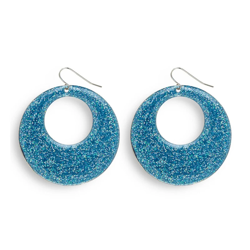 70s-80s Azuur Glitter Oorbellen