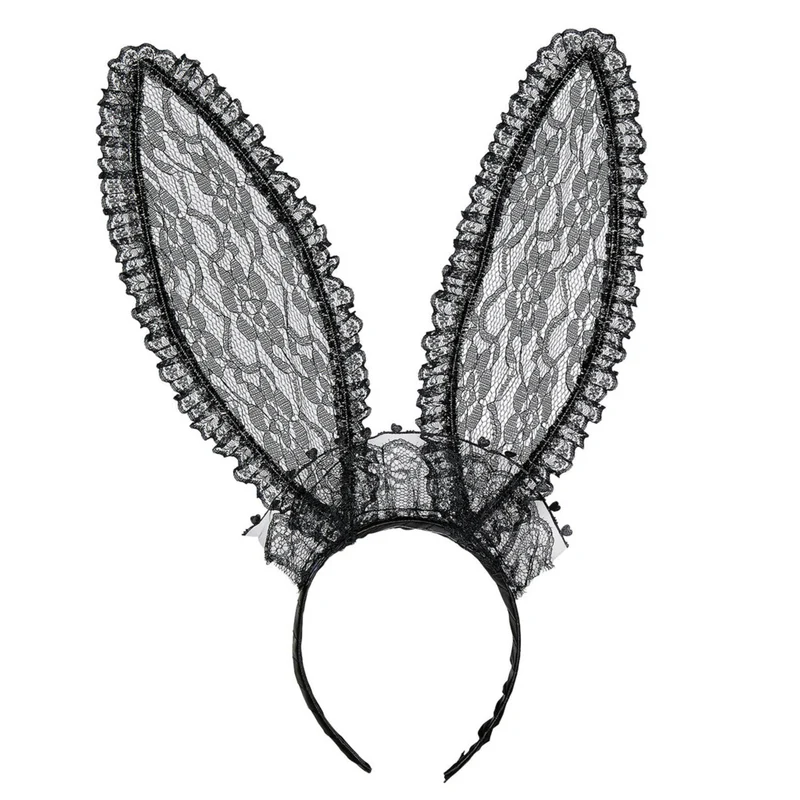 Sexy Zwarte Bunny Oren Kant, Zwart