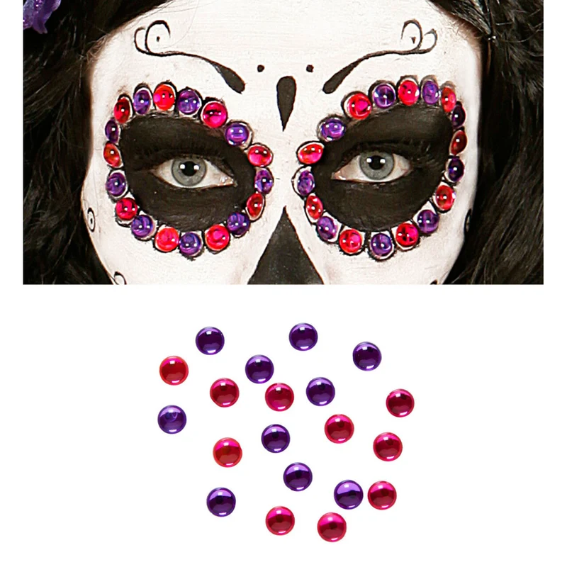 Opplak Set Van 40 Oog Edelstenen, Paars / Roze