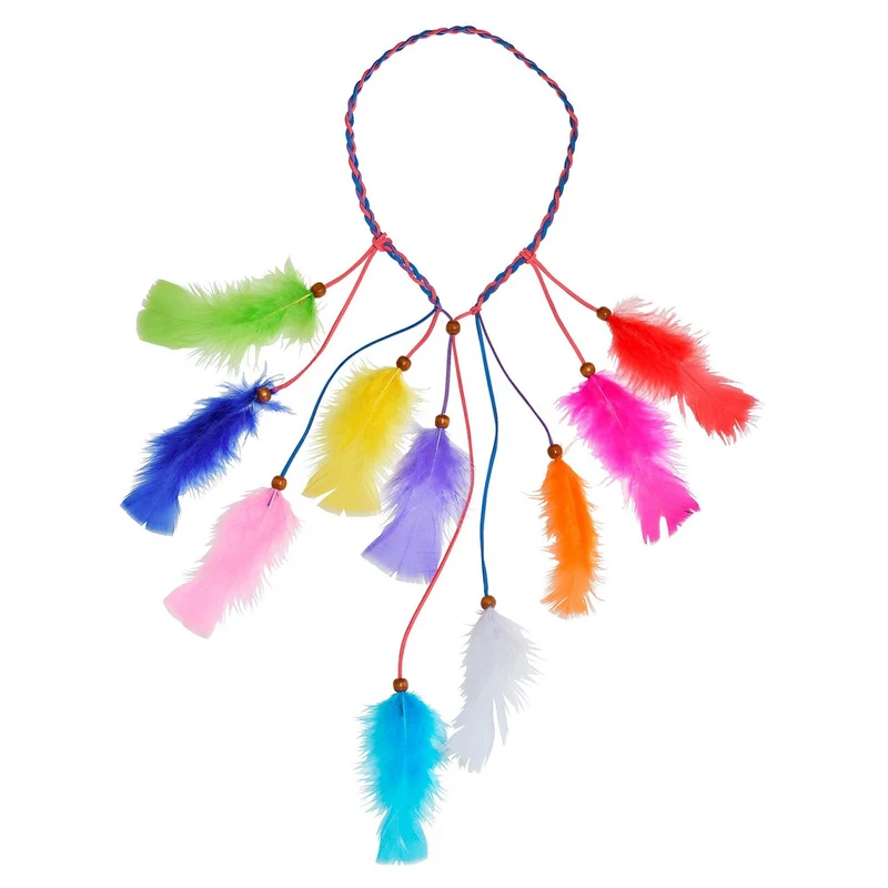 Hoofdband Hippie Indiaan Meerkleurige Veren