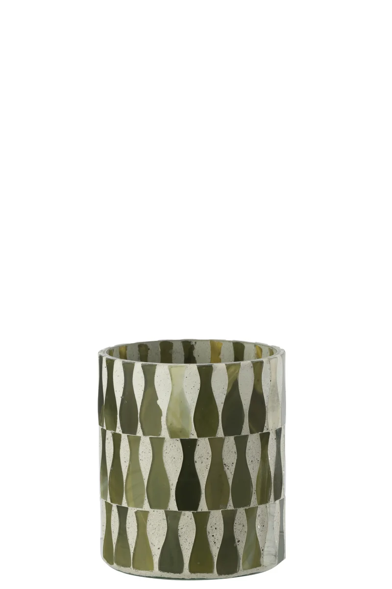 J-Line kaarshouder - glas - olijfgroen/wit - medium