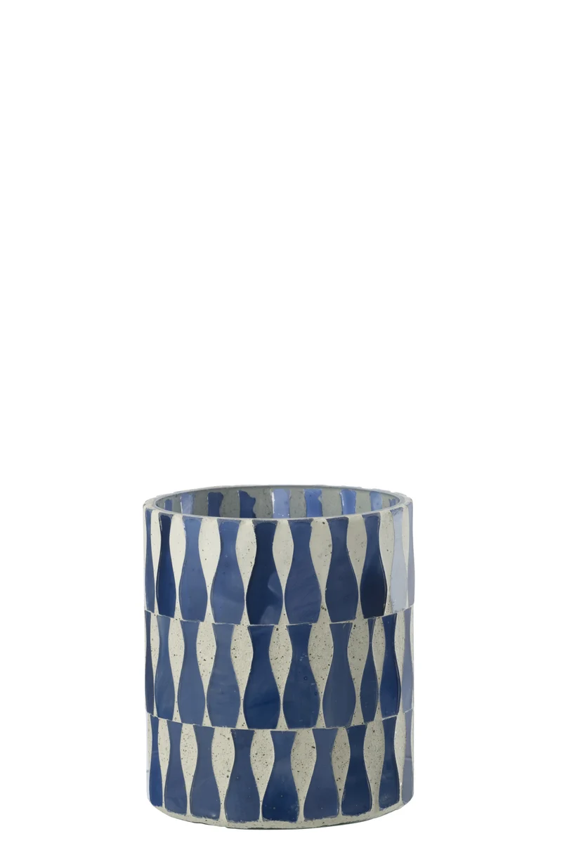 J-Line kaarshouder - glas - blauw/wit - medium