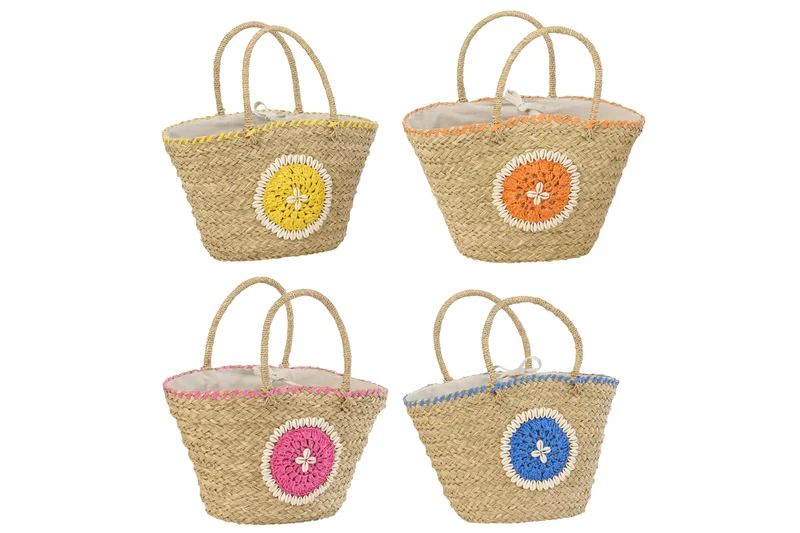J-Line strandtas Schelp - zeegras - mix - set van 4