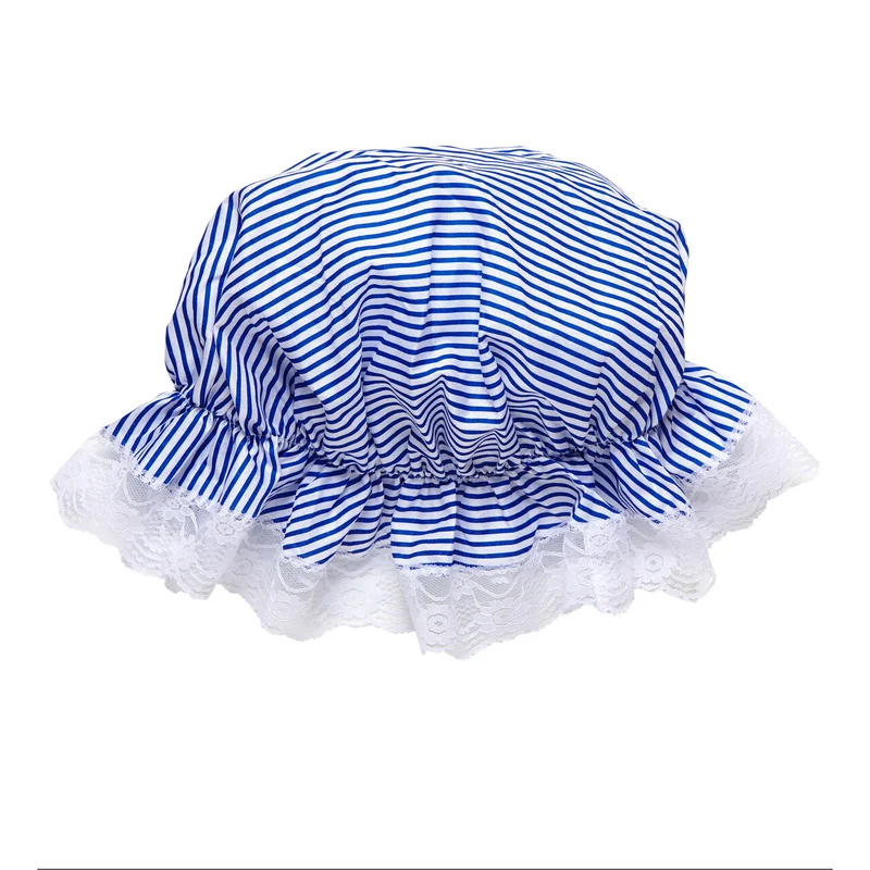 Boerinnen Slaapmuts Blauw / Wit Gestreept