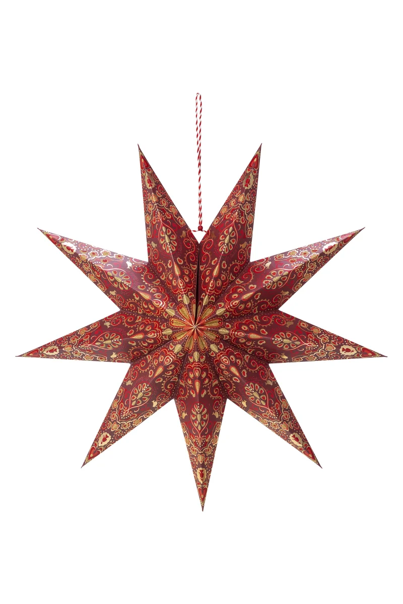 Pip Studio - Christmas Dark Red Overall Print - Papieren Kerstster - 60cm