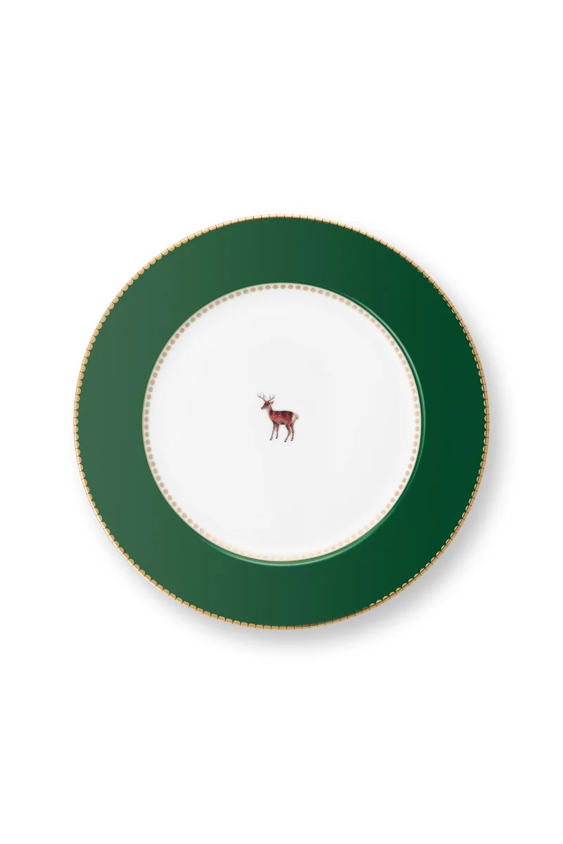 Pip Studio - Love Birds Deer Dark Green - Ontbijtbord - 21cm