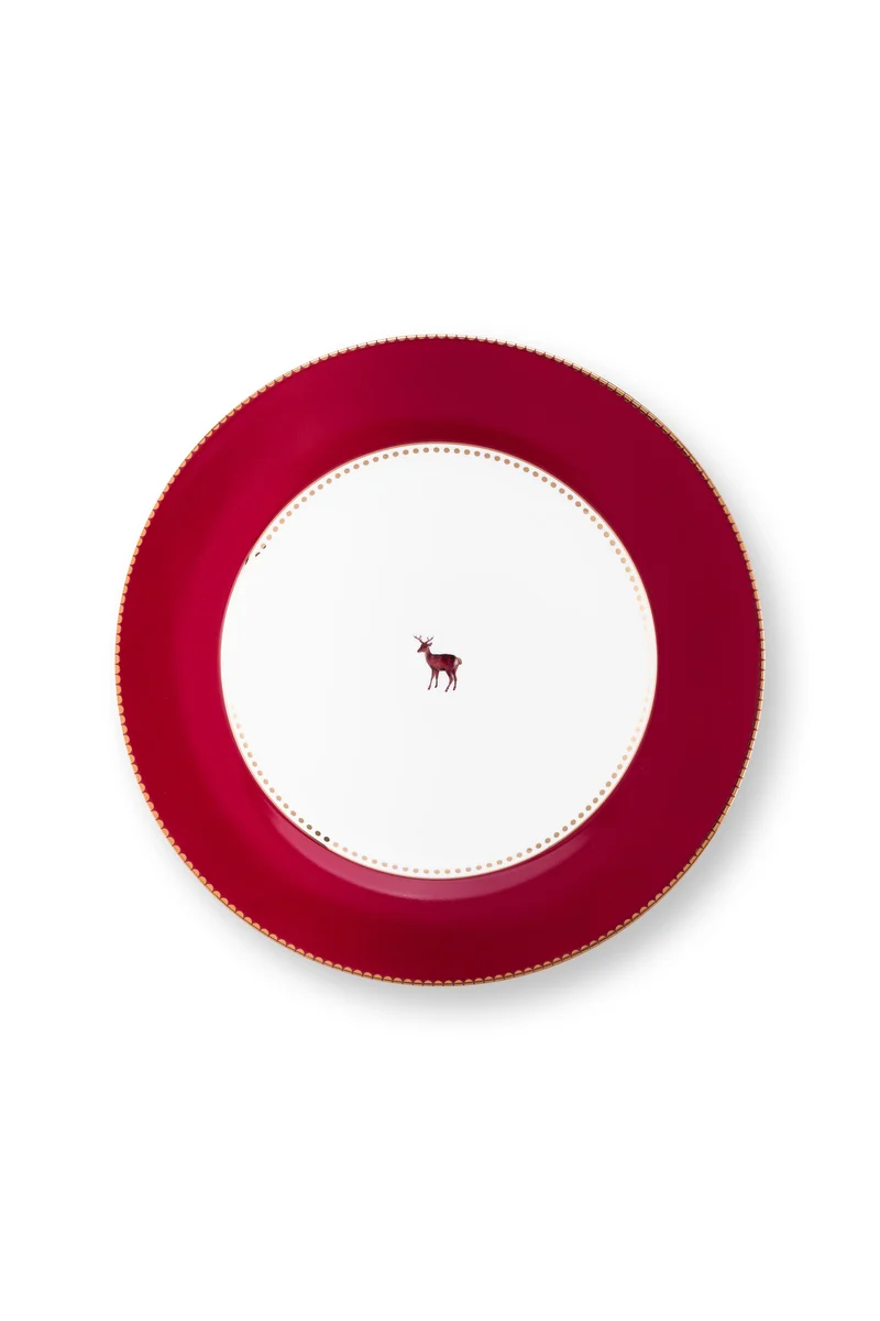 Pip Studio - Love Birds Deer Dark Red - Dinerbord - 26,5cm