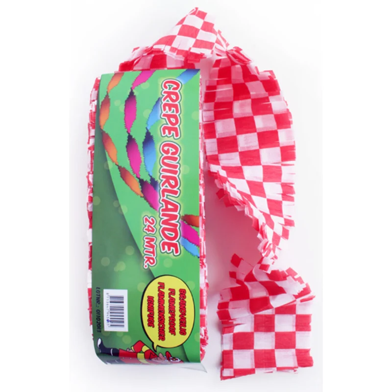 Crepe Guirlande Slinger Rood Wit Geblokt