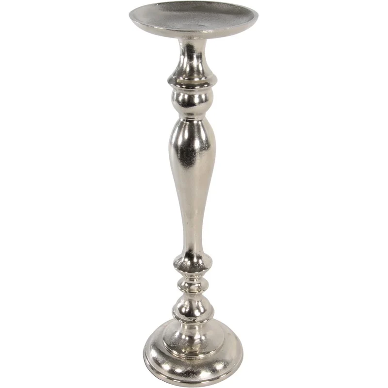 Lesli Living kaarshouder Brush - zilver - Ø13x52cm