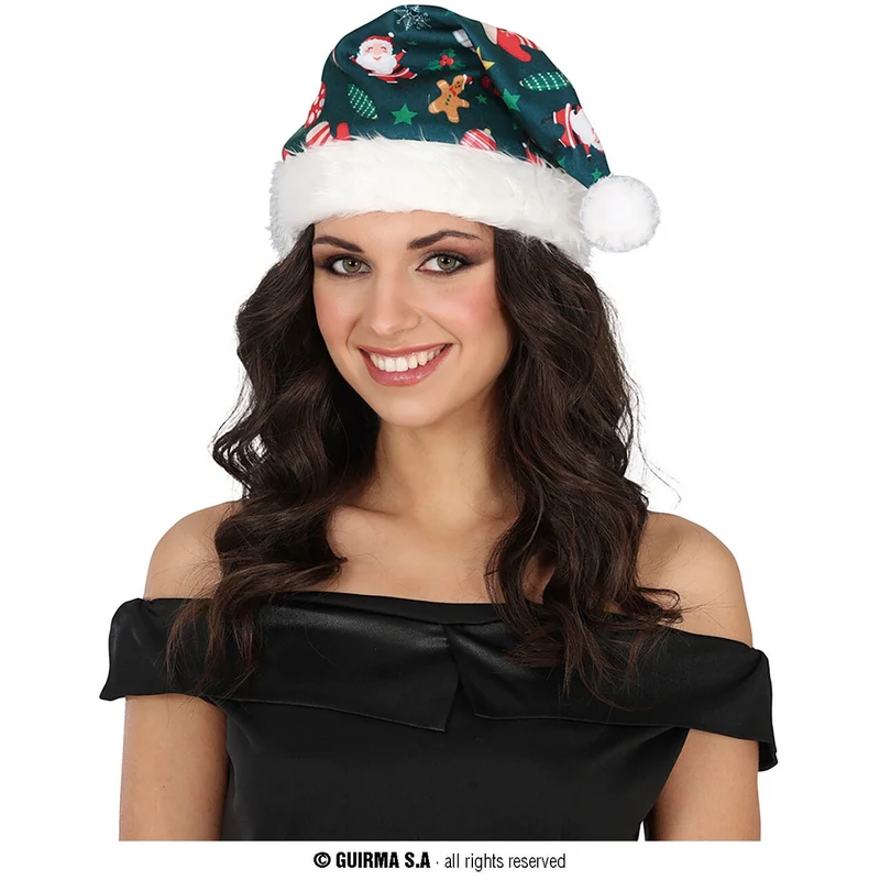 Groene Kerst Muts Met Print