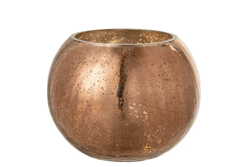 J-Line windlicht Bol Craquelé Parel Effect - glas - bruin - large