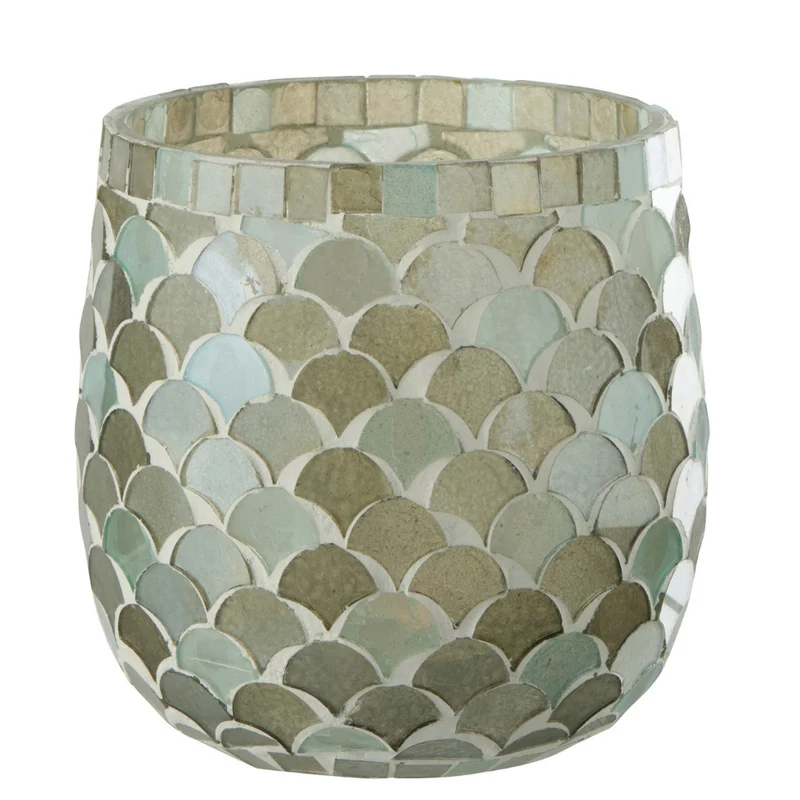 J-Line windlicht Mozaiek - glas - aqua - medium